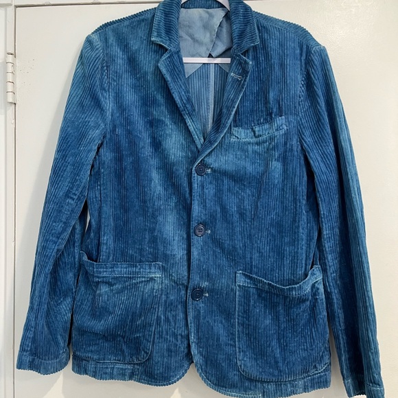Alex Mill Blue‎ Indigo Cotton Tie Dyed Boyish Corduroy Blazer Sz. XXL - Picture 5 of 12